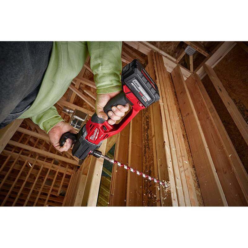 Milwaukee M18 FUEL 18-Volt Lithium-Ion Brushless Hole Hawg inalámbrico de ángulo recto de 7/16 pulgadas con Quick-Lok, batería XC 5.0 Ah - 2808-20-48-11-1850