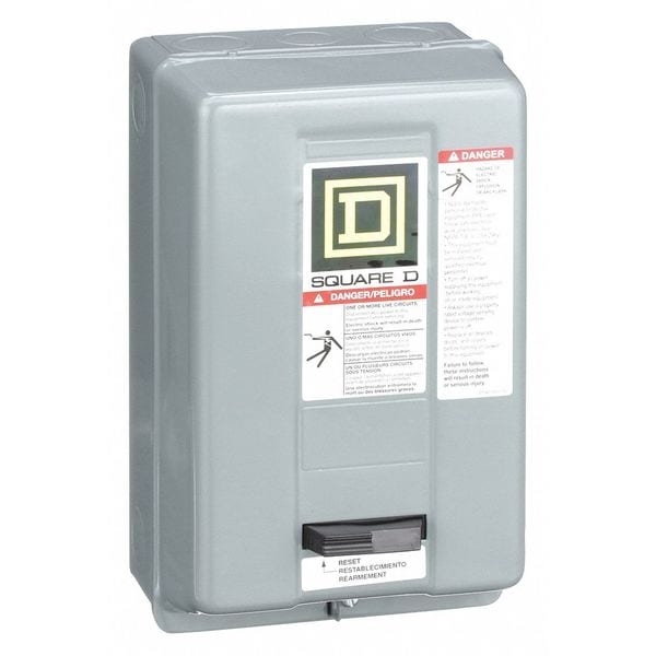 Arrancador magnético para motor no reversor Square D, calificación NEMA 1, 120V AC, 3 polos, sin contactos auxiliares - 8536SAG12V02S