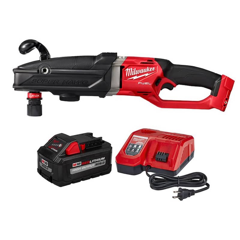 Milwaukee M18 FUEL Super Hawg 7/16 pulgadas Taladro Angular Derecho sin Escobillas Inalámbrico de Litio-Ion de 18V con Batería y Cargador - 2811-20-48-59-1880