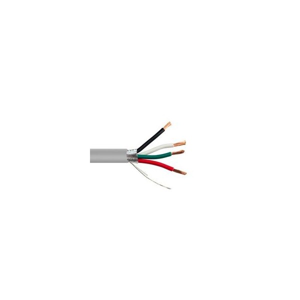 Swe-Tech 3C Shielded Security/Alarm Wire, Gray, 22/4 22AWG 4 Conductor, Stranded, CMR/Inwall rated, Pullbox, 1000ft - FWT10K4-54212SH
