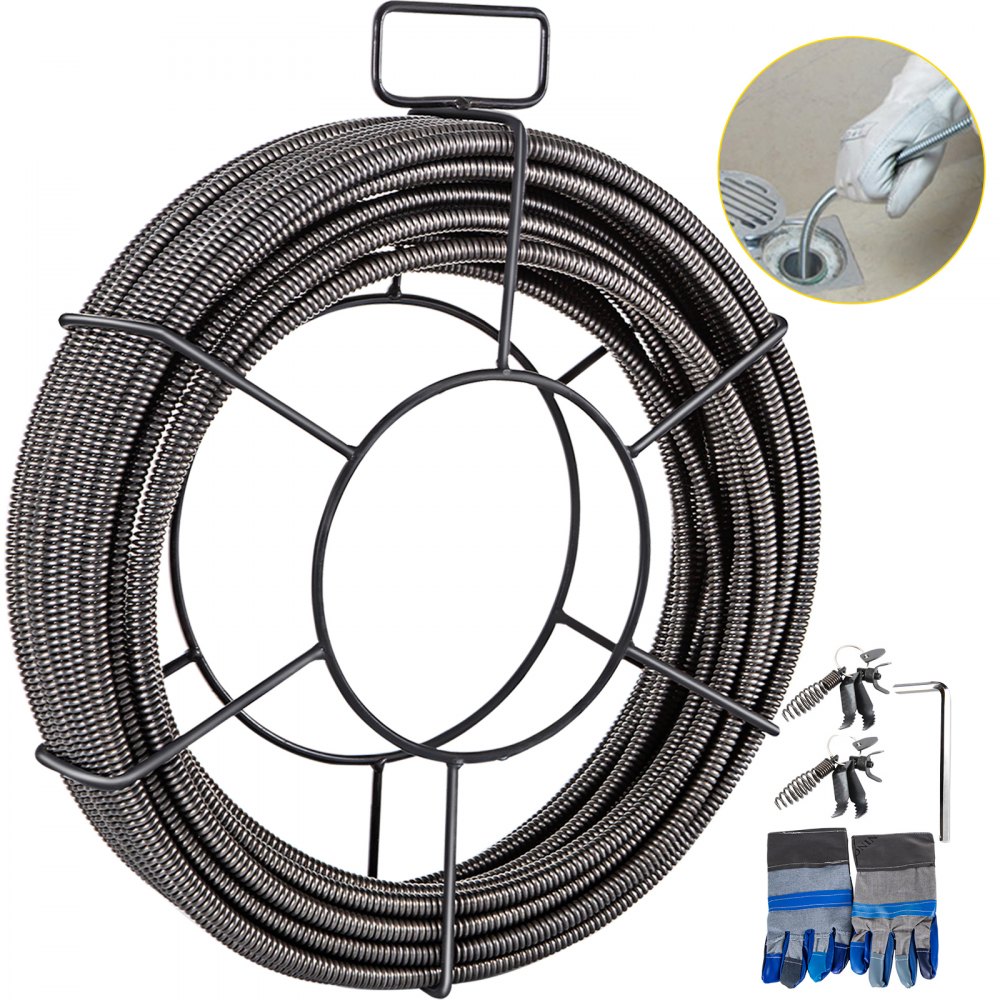 Drain Cable Sewer Cable 75ft 1/2in Drain Cleaning Cable Auger Snake Pipe - GDGJTZ75FT1200001V0
