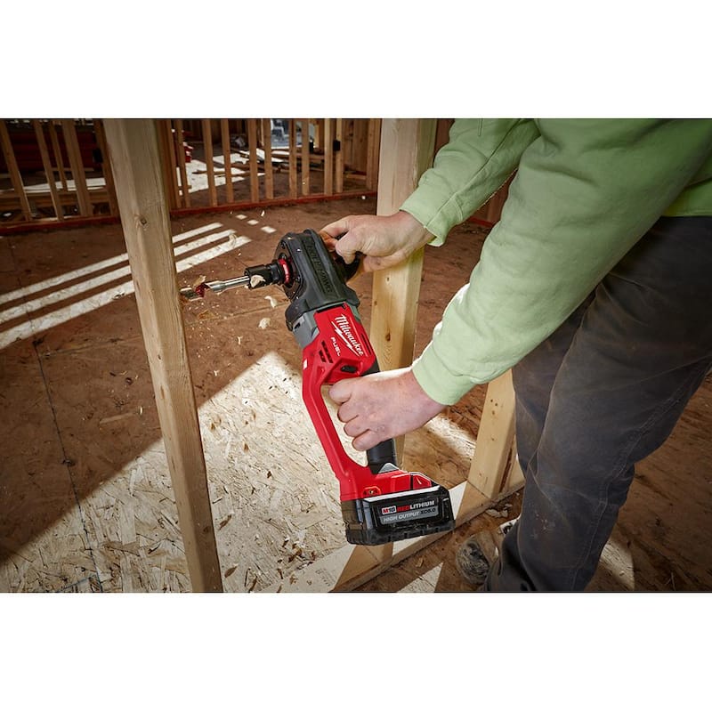 Milwaukee M18 FUEL 18V Li-Ion sin escobillas inalámbrico Hole Hawg taladro de ángulo recto de 7/16 pulgadas con Quick-Lok con juego de sierra de agujero de carburo (7 piezas) - 2808-20-49-56-9280.