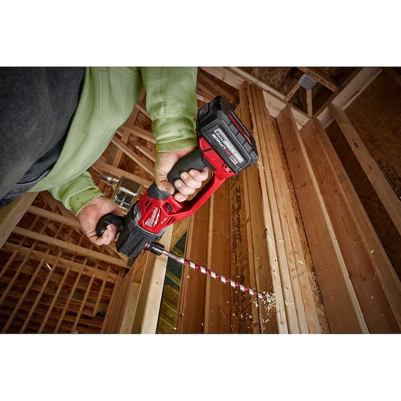 Milwaukee M18 FUEL 18V Li-Ion sin escobillas inalámbrico Hole Hawg taladro de ángulo recto de 7/16 pulgadas con Quick-Lok con juego de sierra de agujero de carburo (7 piezas) - 2808-20-49-56-9280.