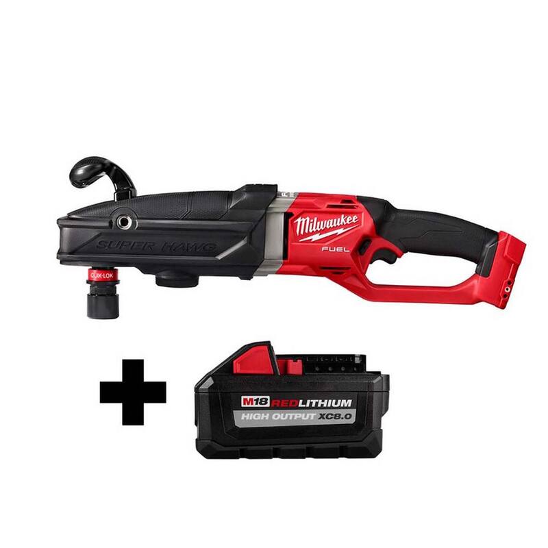 Milwaukee M18 FUEL Taladro Angular Derecho sin Escobillas GEN 2 SUPER HAWG de 18 voltios de 7/16 pulgadas con batería de 8.0 Ah gratis - 2811-20-48-11-1880
