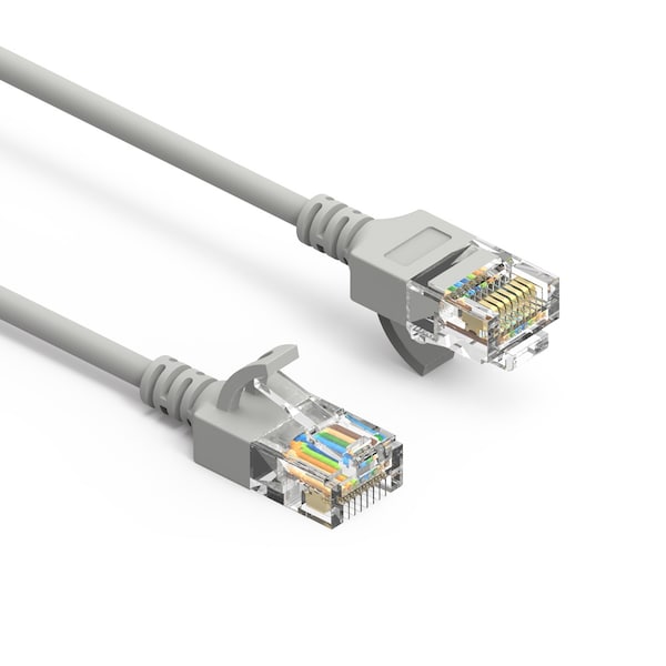 Cable de Red Ethernet delgado CAT6A UTP con Botas 28AWG- 1ft- Gris - 100251GY