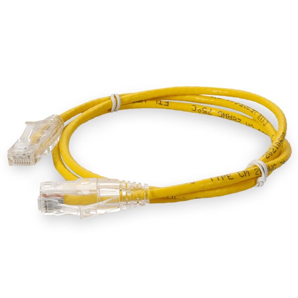Add-On 2FT RJ-45 MALE TO RJ-45 MALE STRAIGHT YELLOW CAT6 SLIM UTP COPPER PVC - ADD-2FSLCAT6-YW