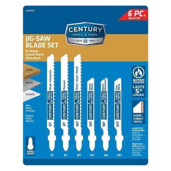 Century Drill & Tool Bi-Metal Jigsaw, T-Shank, 5 Pc - 06005