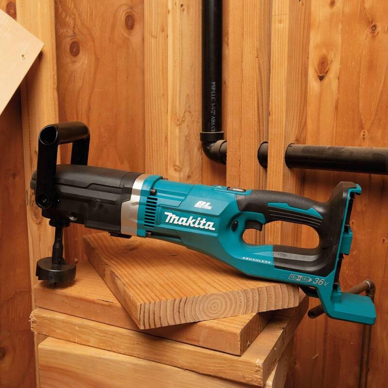 Makita 36V (18V X2) LXT Taladro Angular Derecho Inalámbrico con Motor Sin Escobillas de 7/16 pulgadas, Solo Herramienta - XAD04Z