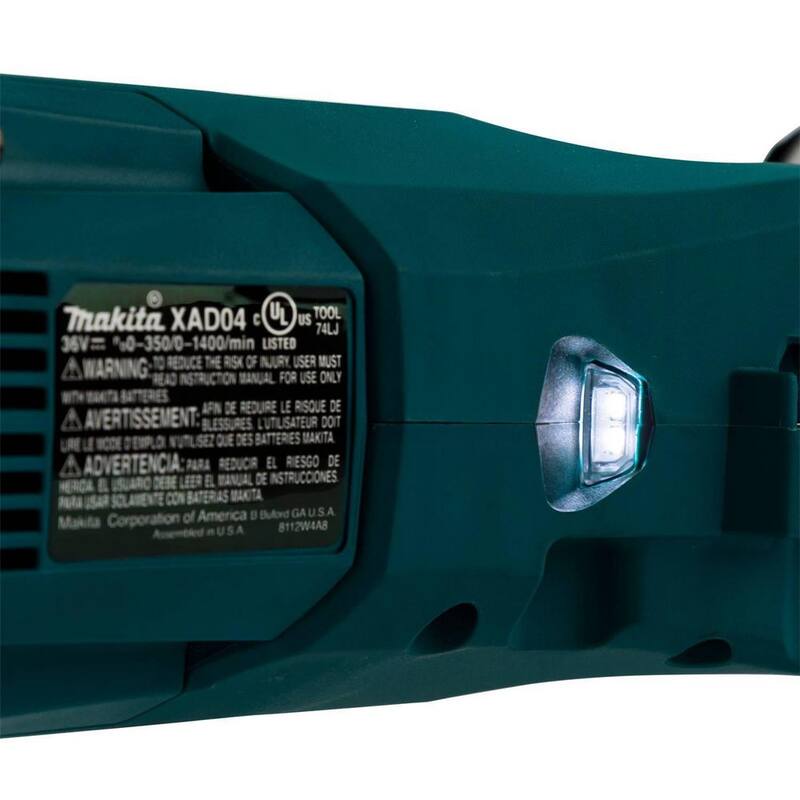 Makita 36V (18V X2) LXT Taladro Angular Derecho Inalámbrico con Motor Sin Escobillas de 7/16 pulgadas, Solo Herramienta - XAD04Z