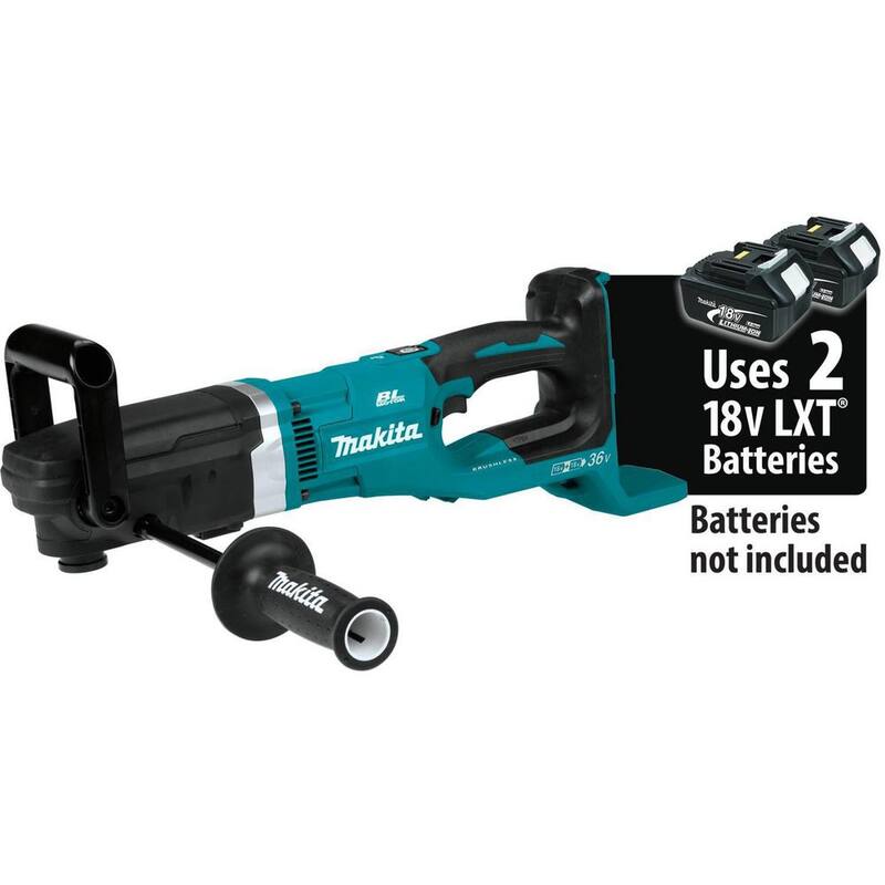 Makita 36V (18V X2) LXT Taladro Angular Derecho Inalámbrico con Motor Sin Escobillas de 7/16 pulgadas, Solo Herramienta - XAD04Z