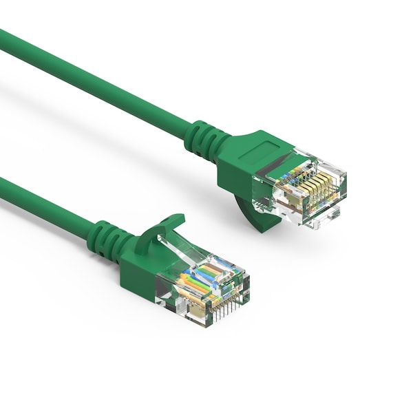 Cable de red Ethernet delgado CAT6A UTP con botas, 28AWG- 15 pies- Verde - 100263GN