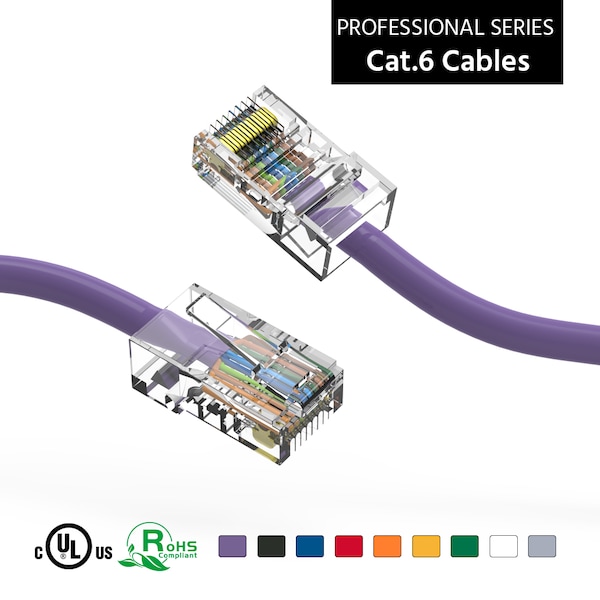 Cable de red Ethernet CAT6 UTP sin arranque, 15 pies morado - 100109PU