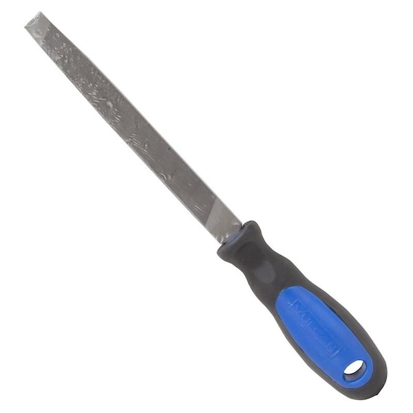 Vulcan File W/Rubber Grip, Flat Profile, Mill Pattern, Single Cut Cut, 5-3/4 in L Blade, 5/8 in W Blade - JL-F010
