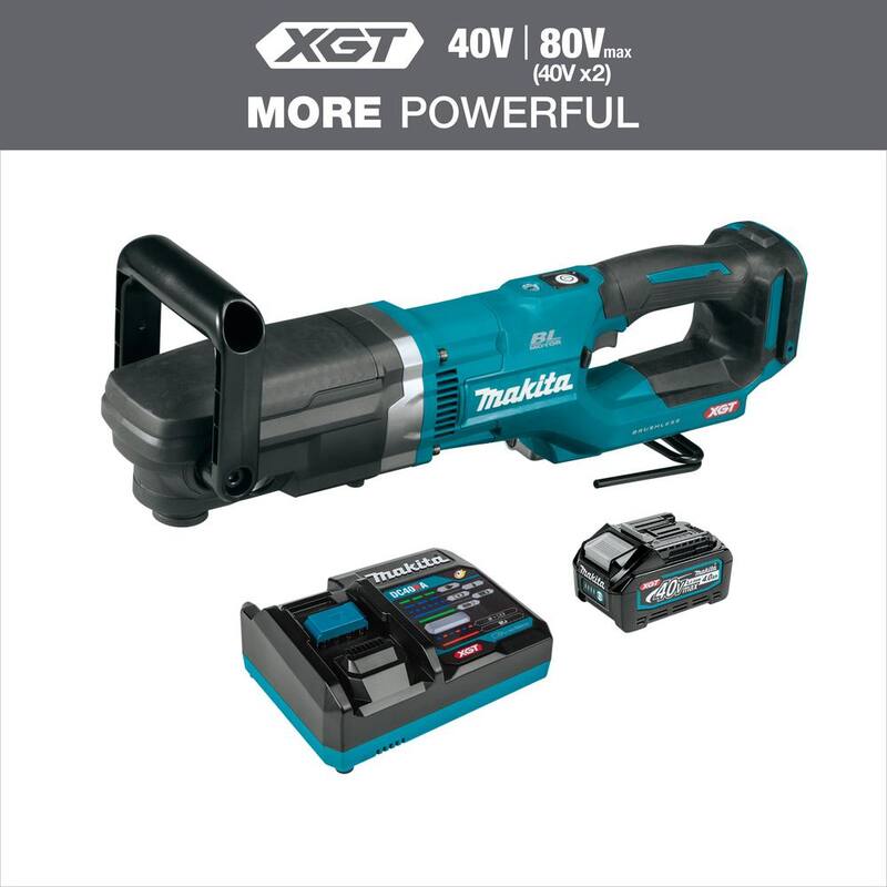 Kit de taladro angular derecho inalámbrico sin escobillas Makita 40V max XGT de 7/16 pulgadas (4.0Ah) - GAD02M1