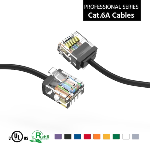 Bestlink Netware CAT6A UTP Super-Slim Ethernet Network Cable 32AWG- 5ft- Black - 100295BK