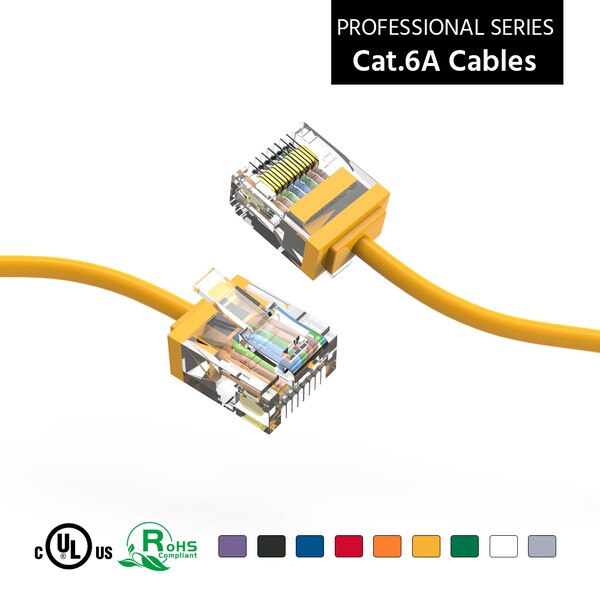 Cable de red Ethernet CAT6A UTP súper delgado 32AWG- 7ft- Amarillo - 100297YW