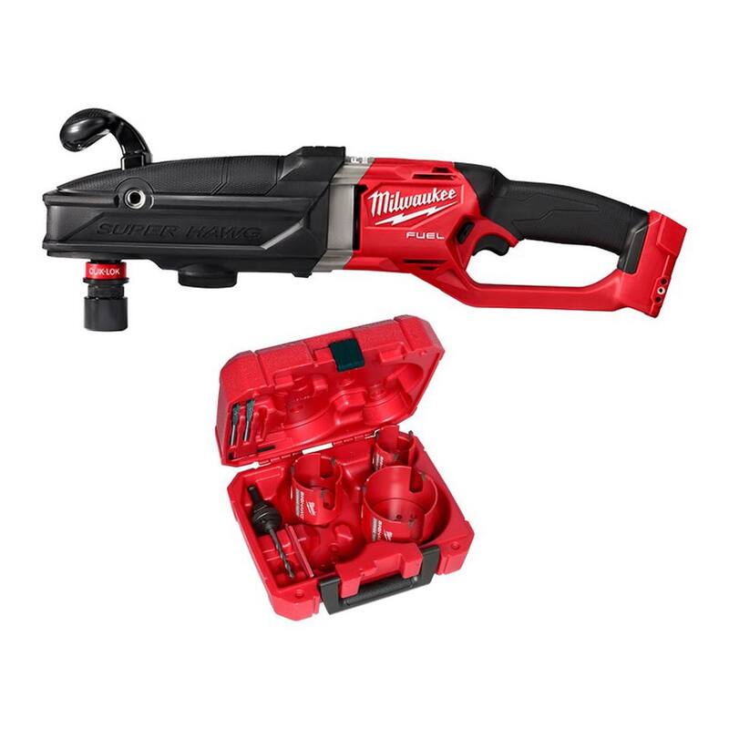 Milwaukee M18 FUEL 18-Volt Li-Ion Brushless Cordless GEN 2 SUPER HAWG 7/16 pulgadas Taladro angular derecho con kit de sierra de corona de carburo (7 piezas) - 2811-20-49-56-9280

Note: The translation for "Carbide Hole Saw Kit" was "kit de sierra de corona de carburo" as it is a more common term used in Mexico.