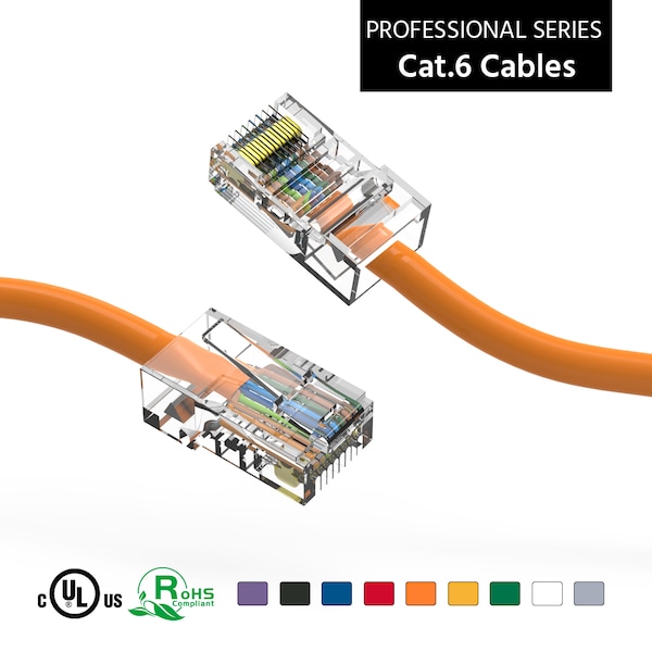 Cable de red Ethernet CAT6 UTP sin botas - 2ft Naranja - 100102OR