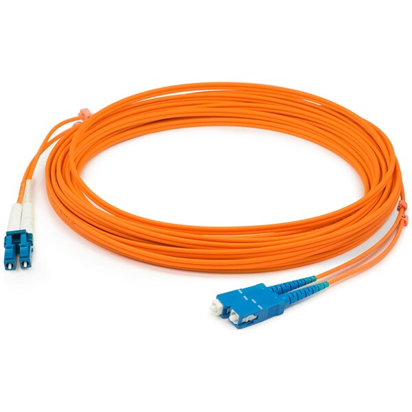 Adaptador de fibra óptica dúplex OM1 LC (macho) a SC (macho) recto de 11 pulgadas - Naranja