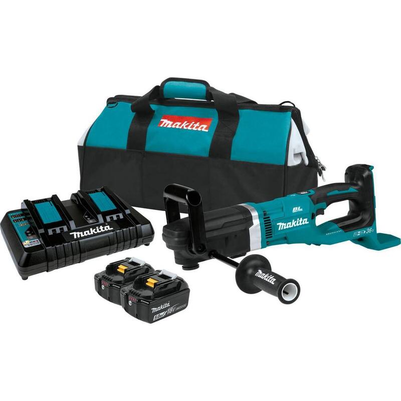 Makita 36V (18V X2) LXT Taladro Angular Recto sin Escobillas de 7/16 pulgadas Kit (5.0Ah) - XAD04PT