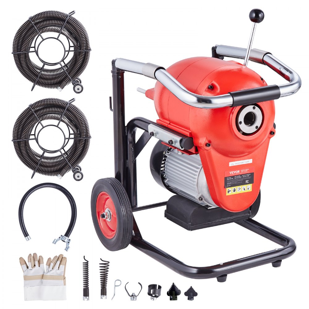 VEVOR Drain Cleaner Machine 120FT x 6/5" 1100W Sectional Snake Auger Manual Feed - ZXFDSGDSTJ11UUQWMV1