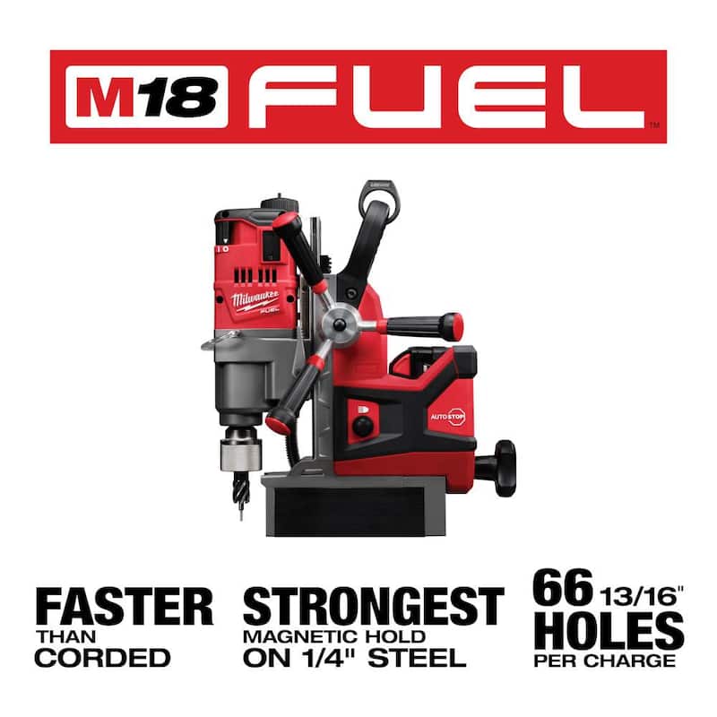 Milwaukee M18 FUEL 18V Taladro magnético inalámbrico 1-1/2 pulgadas Lineman de iones de litio sin escobillas Kit de alta demanda con dos baterías de 8.0Ah - 2788-22HD