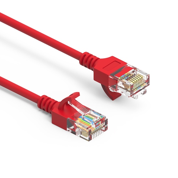 Cable de Red Ethernet CAT6A UTP Delgado con Bota - 28AWG - 1ft - Rojo - 100251RD