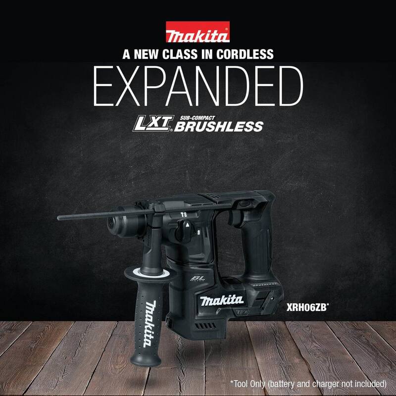 Martillo rotativo Makita 18V LXT subcompacto de iones de litio sin escobillas inalámbrico de 11/16 pulgadas, acepta puntas SDS-PLUS, herramienta única - XRH06ZB.
