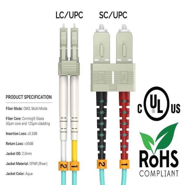 Sanoxy 5m 10Gb LC/SC Duplex 50/125 Multimode OM3 Fiber Optic Cable - SNX-CBL-LDR-FB101-4205