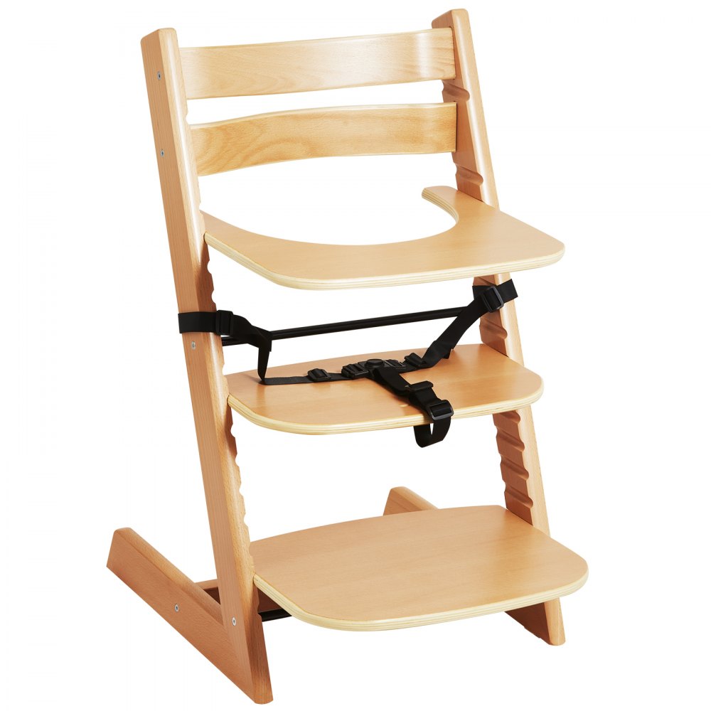 VEVOR Wooden High Chair for Babies & Toddlers, Convertible Adjustable Feeding Chair, Eat & Grow High Chair with Tray, Grow with Kid Portable Baby Dining Booster Seat, Beech Wood Toddler Chair, Natural - GJBBDJMCZKY07D5W3V0