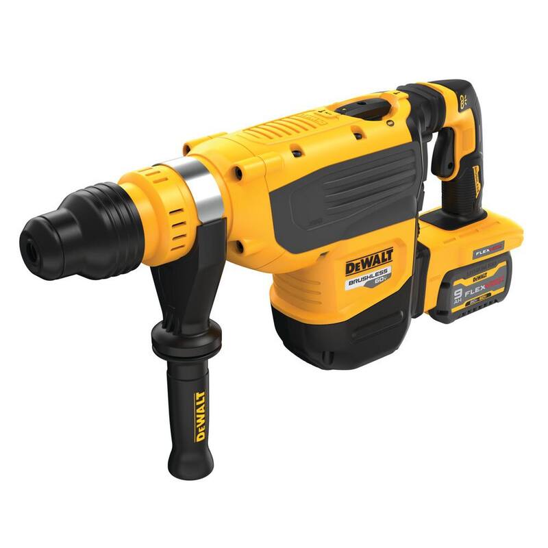Martillo rotativo SDS Max inalámbrico sin escobillas DEWALT 60V FLEXVOLT de 1-7/8 pulgadas, kit con (2) baterías de 9.0Ah, cargador y caja de kit - DCH735X2