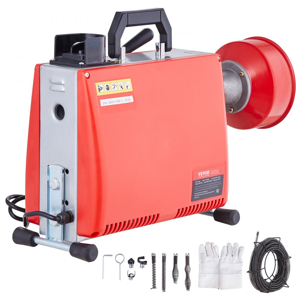 VEVOR Drain Cleaner Machine 66FT x 5/8" 250W Sewer Snake Auger Manual Feed - XSGDSTJ250W540ZG9V1