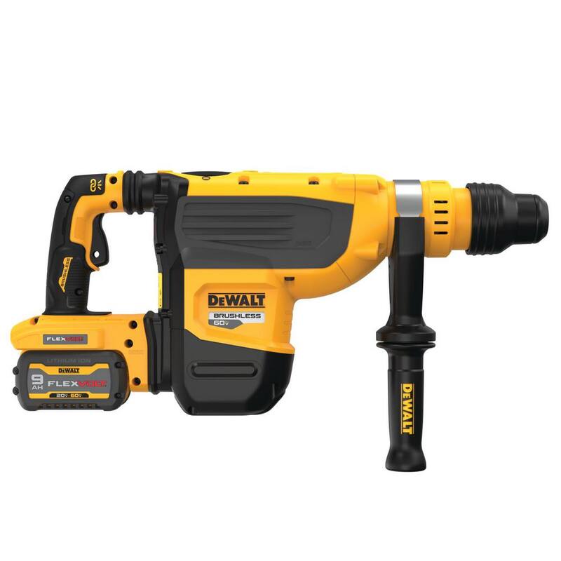 Martillo rotativo SDS Max inalámbrico sin escobillas DEWALT 60V FLEXVOLT de 1-7/8 pulgadas, kit con (2) baterías de 9.0Ah, cargador y caja de kit - DCH735X2