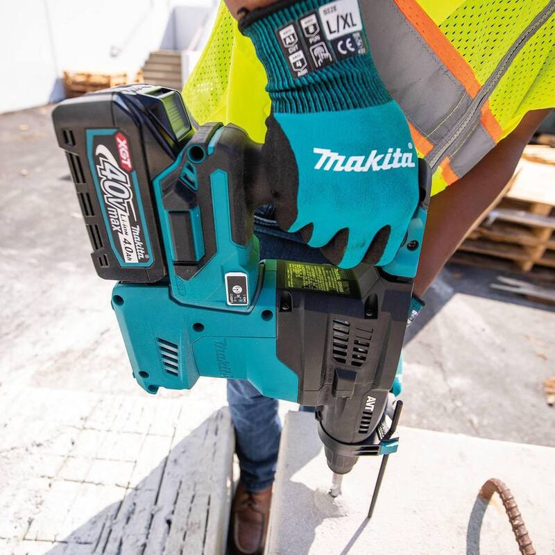 Kit de martillo rotativo sin escobillas Makita 40V max XGT de 1-3/16 pulgadas, AFT (4.0Ah) con la bonificación de amoladora angular XGT sin escobillas de 5 pulgadas X-LOCK - GRH08M1-GAG13Z.