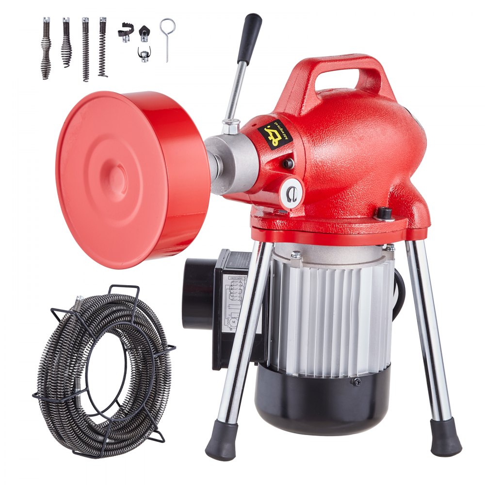 VEVOR Drain Cleaner Machine 66FT x 5/8In 250W Sectional Snake Auger Manual Feed - XXFDGDSTJ250OF30KV1