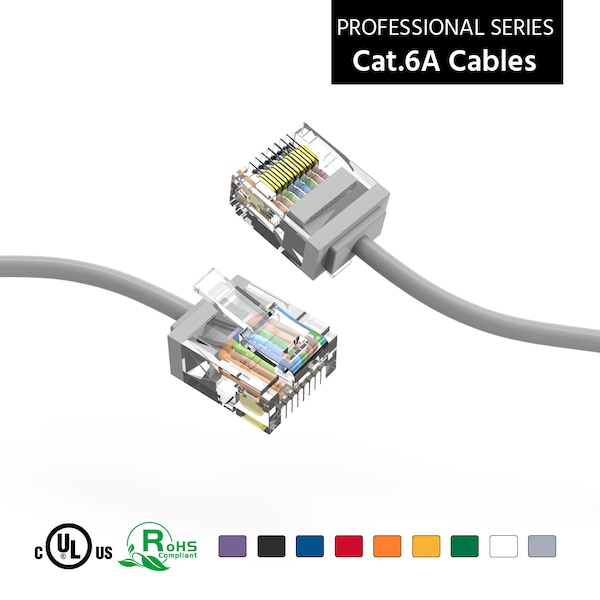 Cable de red Ethernet CAT6A UTP Super-Slim de Bestlink Netware 32AWG - 4ft - Gris