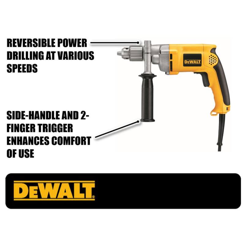 DEWALT Taladro reversible con cable de 7.8 amperes y velocidad variable de 1/2 pulgadas - DW235G