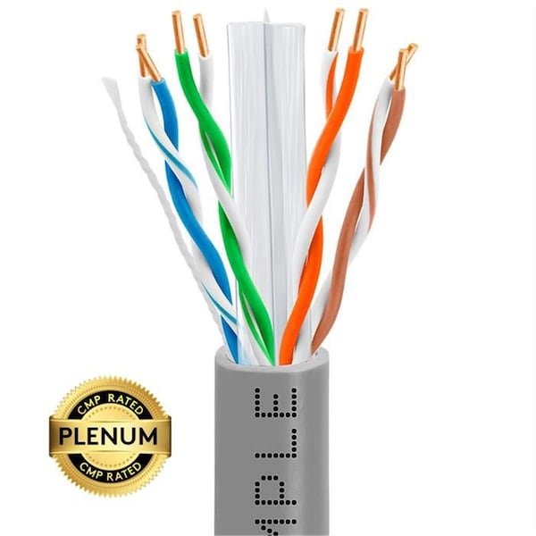 Cable Ethernet Cmple Cat6 en Pleno de 23AWG - 550MHz, 1000 ft. - Gris - 1321-N