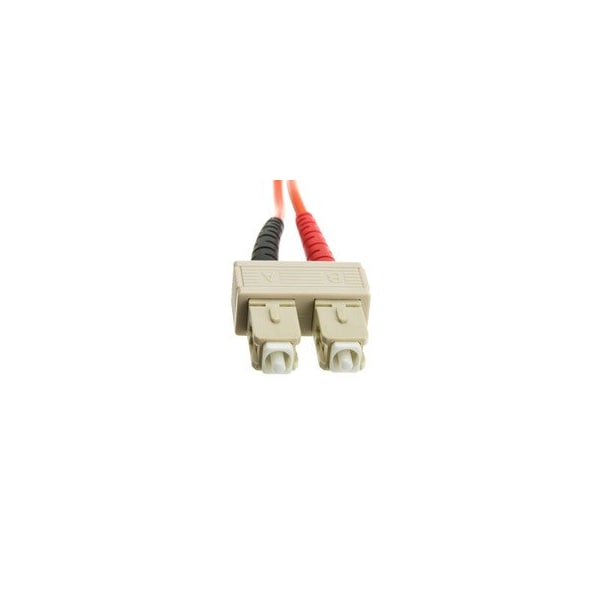 Cable de parche de fibra óptica Swe-Tech 3C SC/UPC OM2 Duplex 2.0mm, OFNR, 50/125, Naranja, Conector Beige, Botas Rojas/Negras