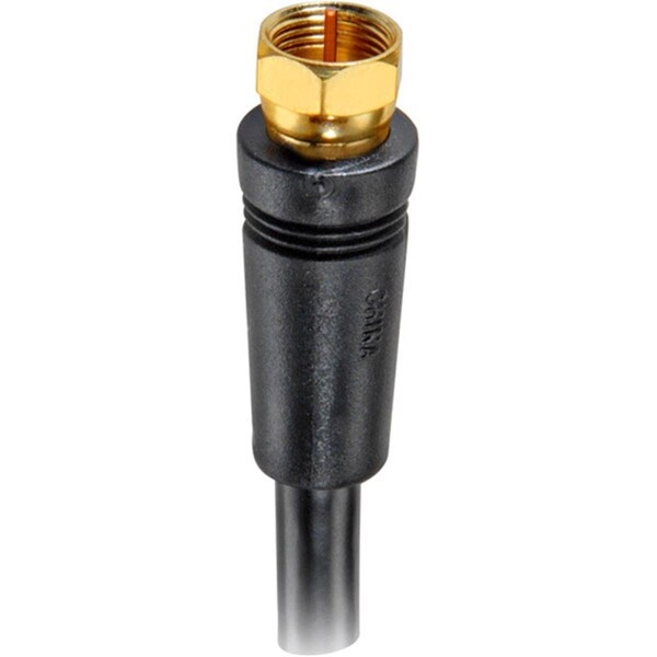 Cable coaxial Rg-6 de 3 pies con conectores F chapados en oro - Negro