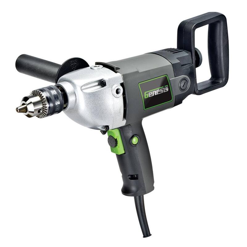 GENESIS Taladro eléctrico de velocidad variable con empuñadura en forma de pala de 1/2 pulgada de 120 voltios, con botón de bloqueo y empuñaduras auxiliares/pala - GSHD1290