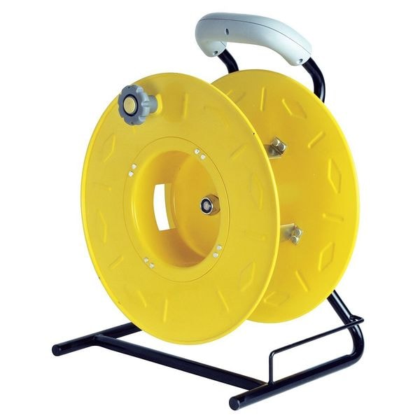 Carrete de Almacenamiento de Cables Lumapro, Operado a Mano, Sin Configuración, 16 AWG, Color del Carrete Amarillo, Longitud de Cable No Especificada - 11A562