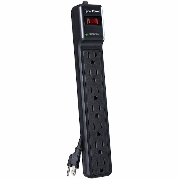 Protector de sobretensión Cyberpower con 7 salidas NEMA 5-15R y cable de 6 pies