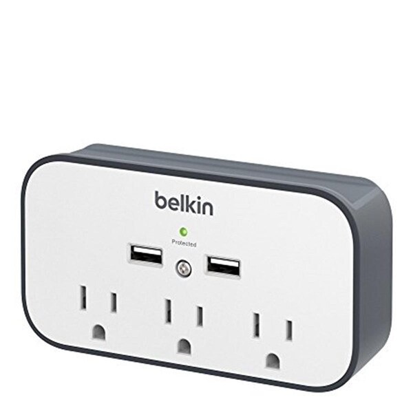 Protector de sobretensión con montaje en pared Skilledpower de 3 tomas 2.4 Amp 3 AC 540 Joules con puertos de carga USB dobles - SK749715