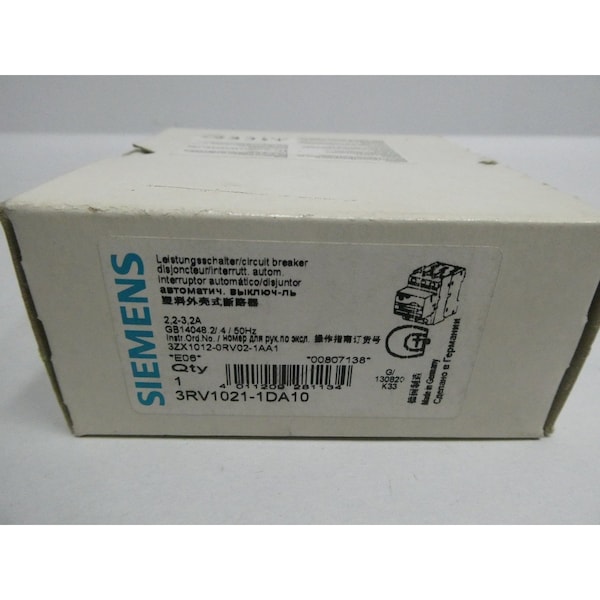 Arrancador manual de 3Hp Siemens 2.2-3.2A - 3RV1021-1DA10