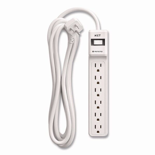 Protector de sobretensión Nxt Technologies, 6 tomas de corriente, cable de 12 pies, 900 J, blanco - NX61425