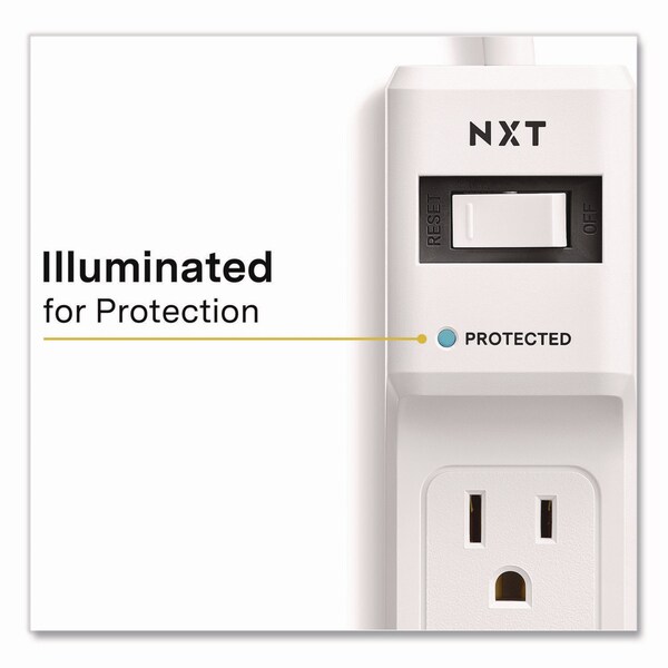 Protector de sobretensión Nxt Technologies, 6 tomas de corriente, cable de 12 pies, 900 J, blanco - NX61425