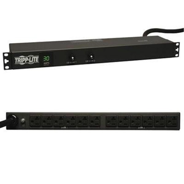 Unidad de distribución de energía con medición de Tripp Lite 120V 30A 5-15/20R L5-30P 1U RM 12