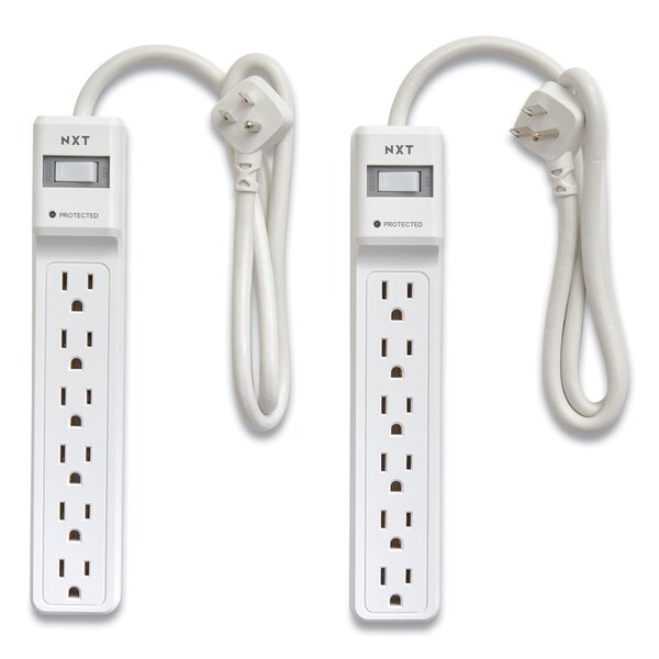 Protector de Sobretensión Nxt Technologies, 6 Tomas de Corriente, Cable de 2.5 pies, 500 J, Blanco, Paquete de 2 - NX54311