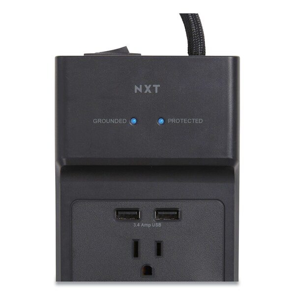 Protector de sobretensión Nxt Technologies, 12 tomas de corriente/2 puertos USB, cable de 8 pies, 3,900 J, negro - NX54319